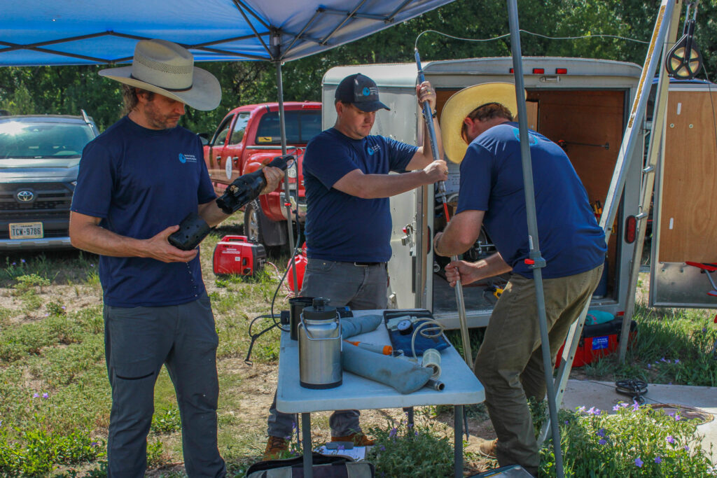 Aquifer science team testing water at Barton Springs