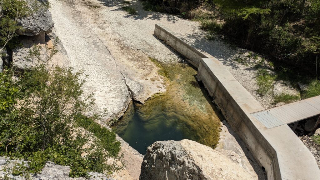 Jacobs Well with minimal water in it during drought in July 2023